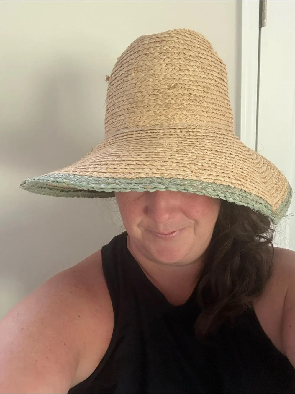 VIDA Natural Straw Hat with Sage Trim